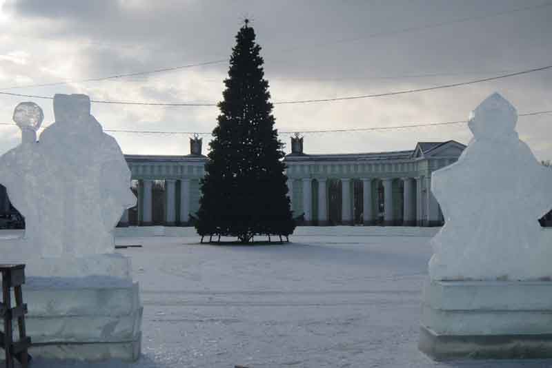 На двух главных городских площадях начался монтаж новогодних елок (фото)