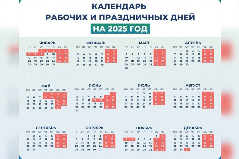 Сколько праздничных дней выпадает на 2025 год