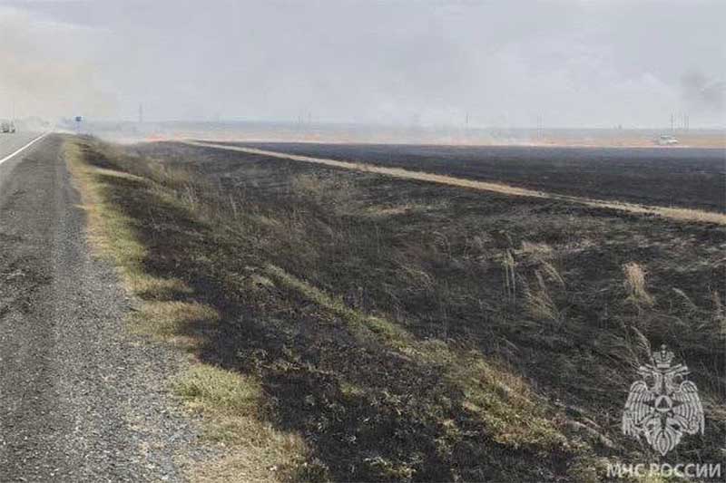 Под Оренбургом потушили крупный степной пожар на площади в 1200 гектаров