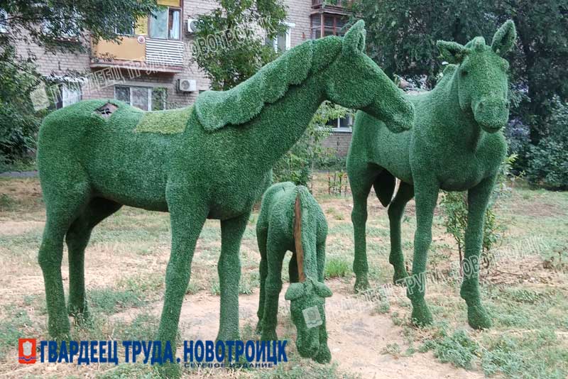 Топиарные фигуры в сквере имени Гагарина в Новотроицке нуждаются в восстановлении